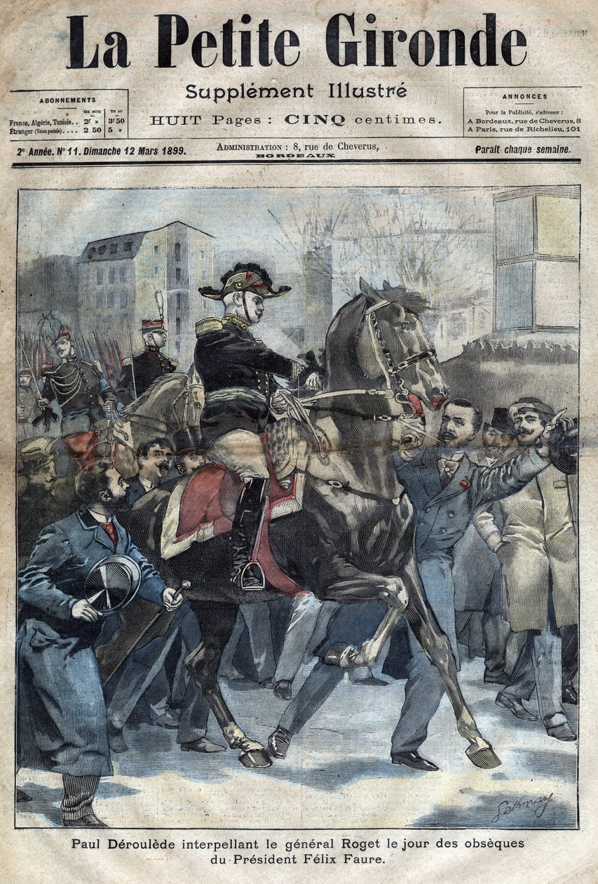 På dagen för Felix Faures obseques försökte Paul Deroulede träna general Roget mot regeringen den 23 februari av French School