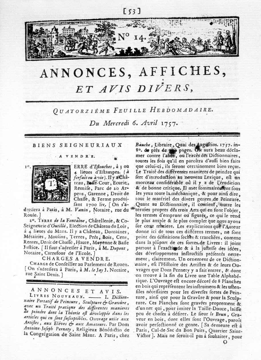 En av "Annonser, affischer och diverse recensioner", nr 14. av French School
