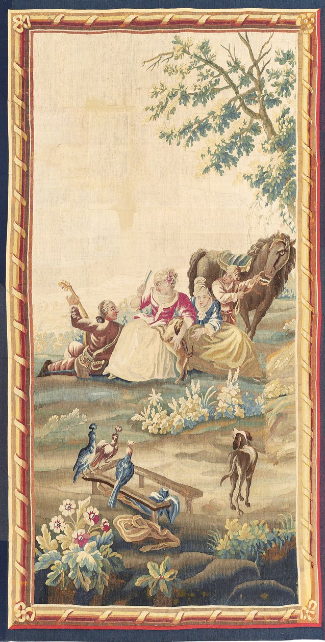 En av ett par Ludvig XVI pastorala gobelänger, Aubusson, c.1775 av French School
