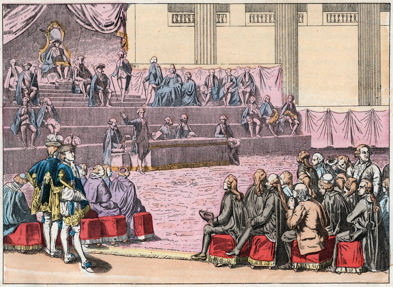Invigning av generalständerna i Versailles den 5 maj 1789 som sammanförde de tre orden (prästen, adeln och den tredje staten) - Öppnande av generalständerna, 5 maj 1789 - Gravering av slutet av 1800-talet i "" Nos Gires Nationales av French School