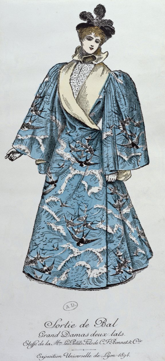 Operakappa skapad av couturier Worth, från ett prospekt för Exposition Universelle de Lyon, 1894 av French School