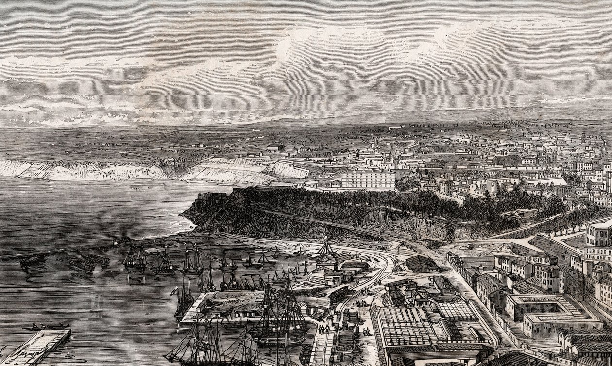 Oran - Algeriet - gravyr i "" La France illustree: geografi, historia, statistisk administration"" av V.A. Malt-brunt. 1884 av French School