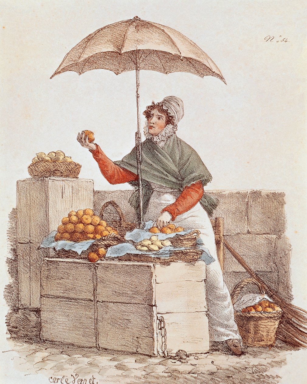 Orange säljare, tryck, Frankrike av French School