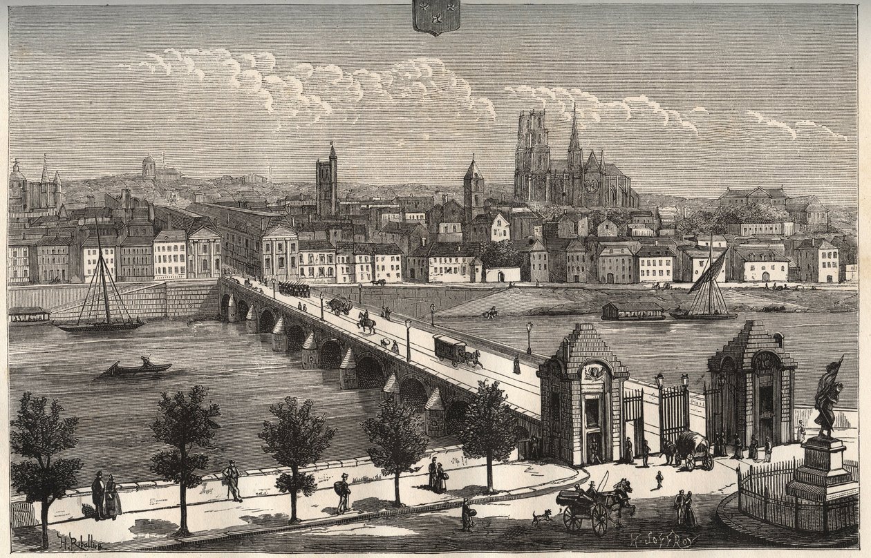 Orleans - Centre-Val de Loire - gravyr i "La France illustree: geografi, historia, statistisk administration" av V.A. Malt-brunt. 1884 av French School