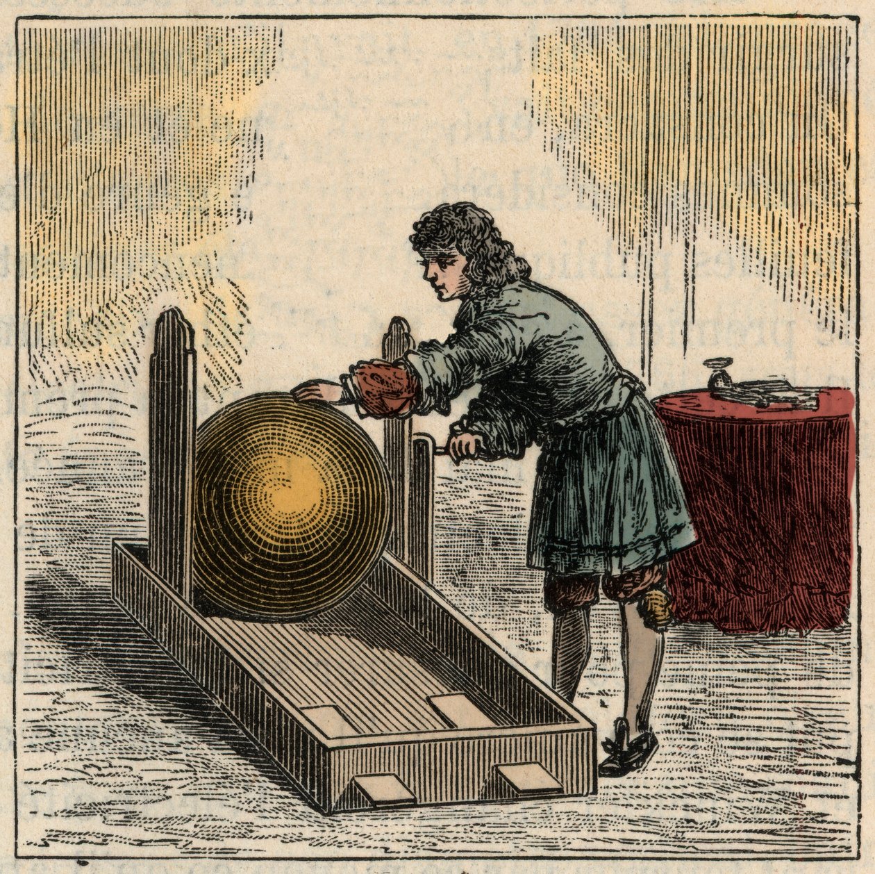Otto von Guericke (1602-1686), tysk fysiker, som driver den första statiska elektricitetsgeneratorn - Statiska maskiner: Otto von Guericke (Otto de Guericke av French School