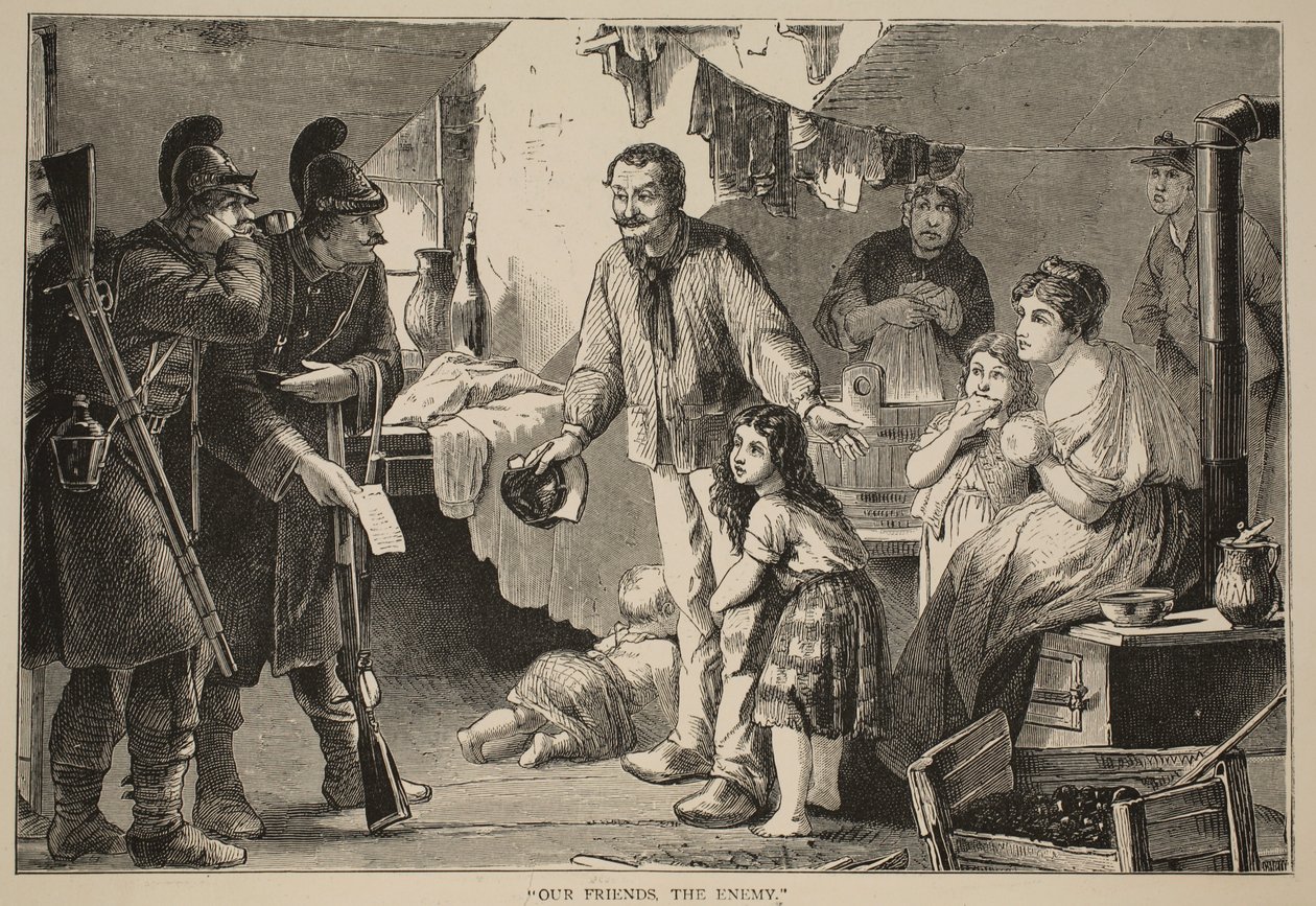 Våra vänner, fienden, illustration från Cassells historia om kriget mellan Frankrike och Tyskland, 1870-1871 av French School