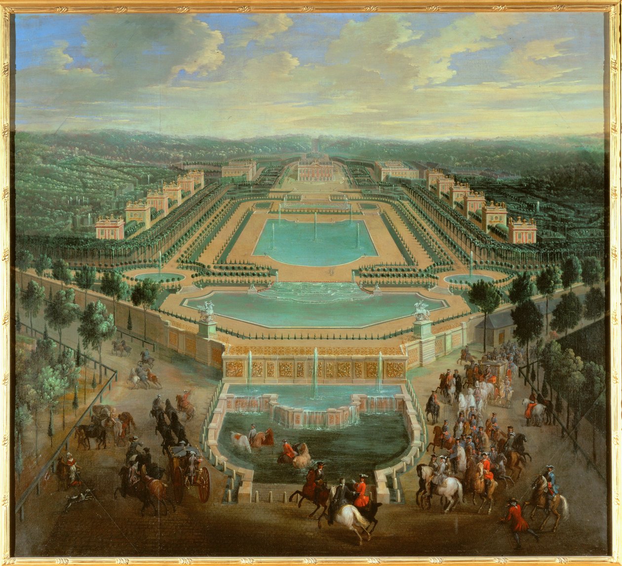 Översiktsbild av Chateau de Marly, Grand Trianon, Versailles, Frankrike (foto) av French School