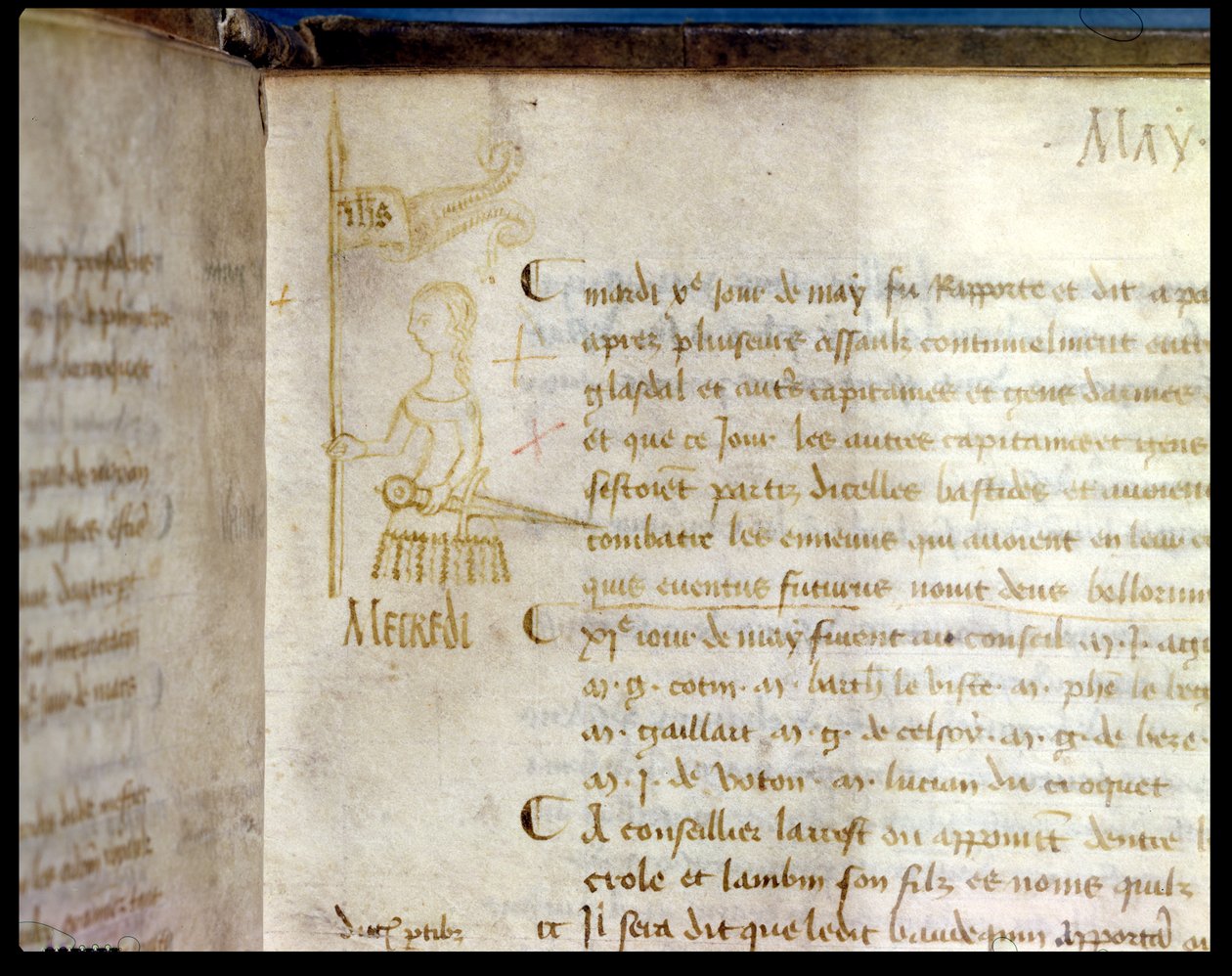 Sida från "Register of the Council of the Parliament of Paris" föreställande Jeanne d