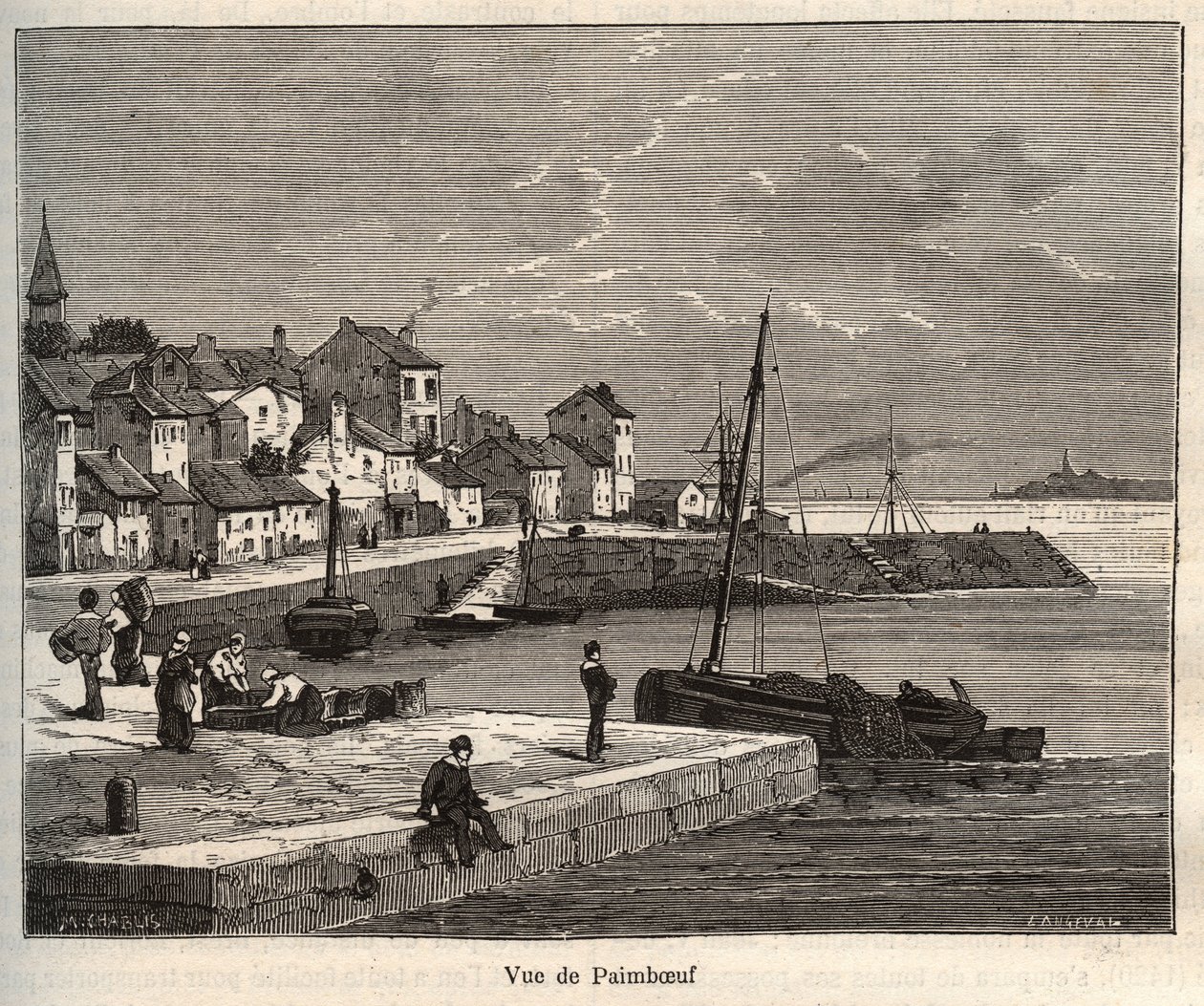 Paimboeuf - Loire-Atlantique, i regionen Pays de la Loire - gravyr i "La France illustrée: geografi, historia, statistisk administration" av V.-A. Maltbrunt. 1884 av French School