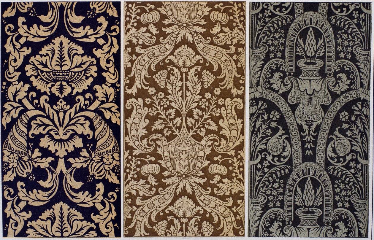 Malet lærred, gravering fra Dictionary of Furnishing and Decoration, Vol III, Henry Havardswed av French School