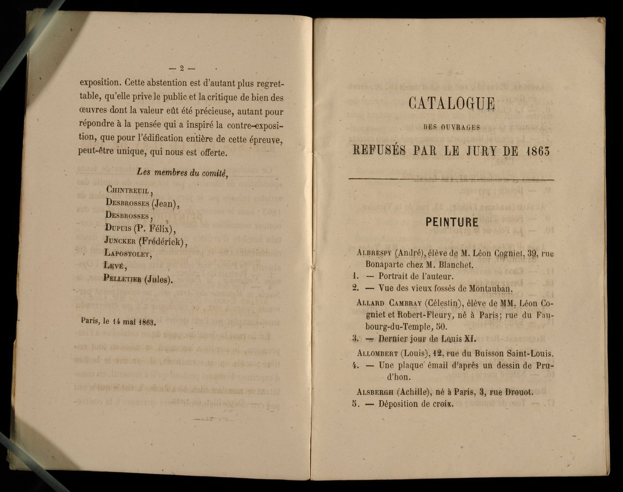 Målningskapitlet, från Salon des Refuses, 1863 av French School