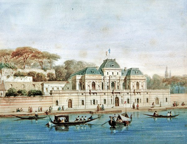 Den franska ambassadörens palats i Konstantinopel (färg litho) av French School