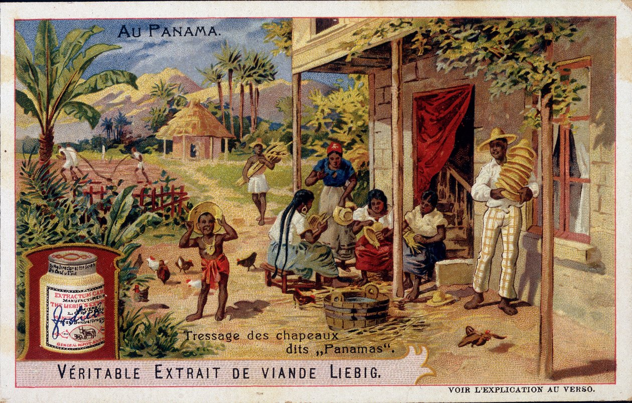 Panama: fläta panamahattar - chromo. Liebig av French School