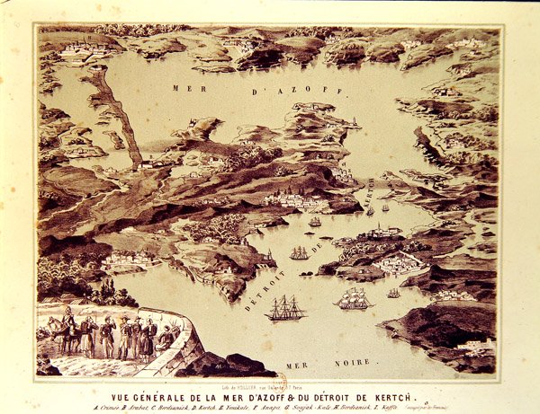 Panoramautsikt över Azovska havet och Kerchsundet av French School