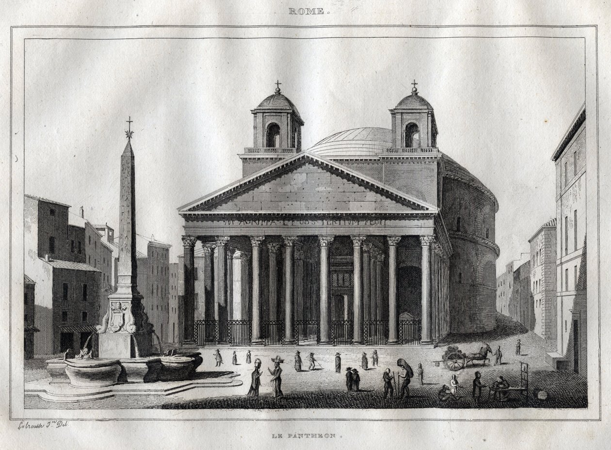 Pantheon - Rom - Roma - Gravyr från "" Italy Picturesque"" - Historisk och beskrivande målning av Italien" av M. de Norvins, Ch. Nodier 1834-1836. av French School