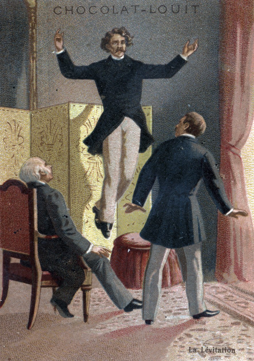 Paranormal Phenomene: The Levitation of the Medium and Scottish Seer Daniel Dunglas Home (1833-1886) som stiger i luften under ögonen på fördomade vittnen, i en lägenhet i London - (Daniel Dunglas Home, det berömda skotskfödda mediet på nittonhundratalet c av French School