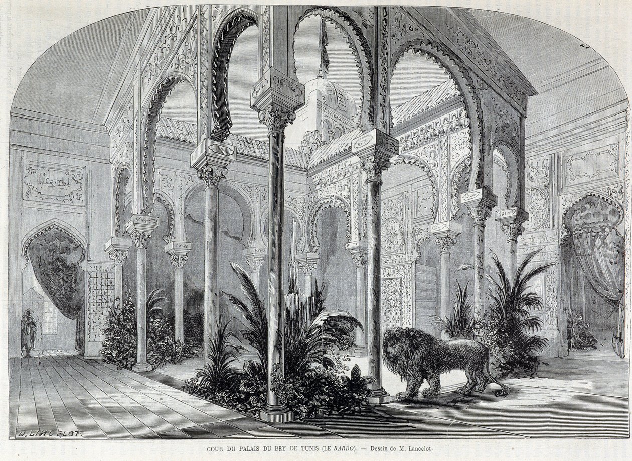 Parc de Montsouris: interiören av Palais du Bey i Tunis vid världsutställningen 1867. av French School