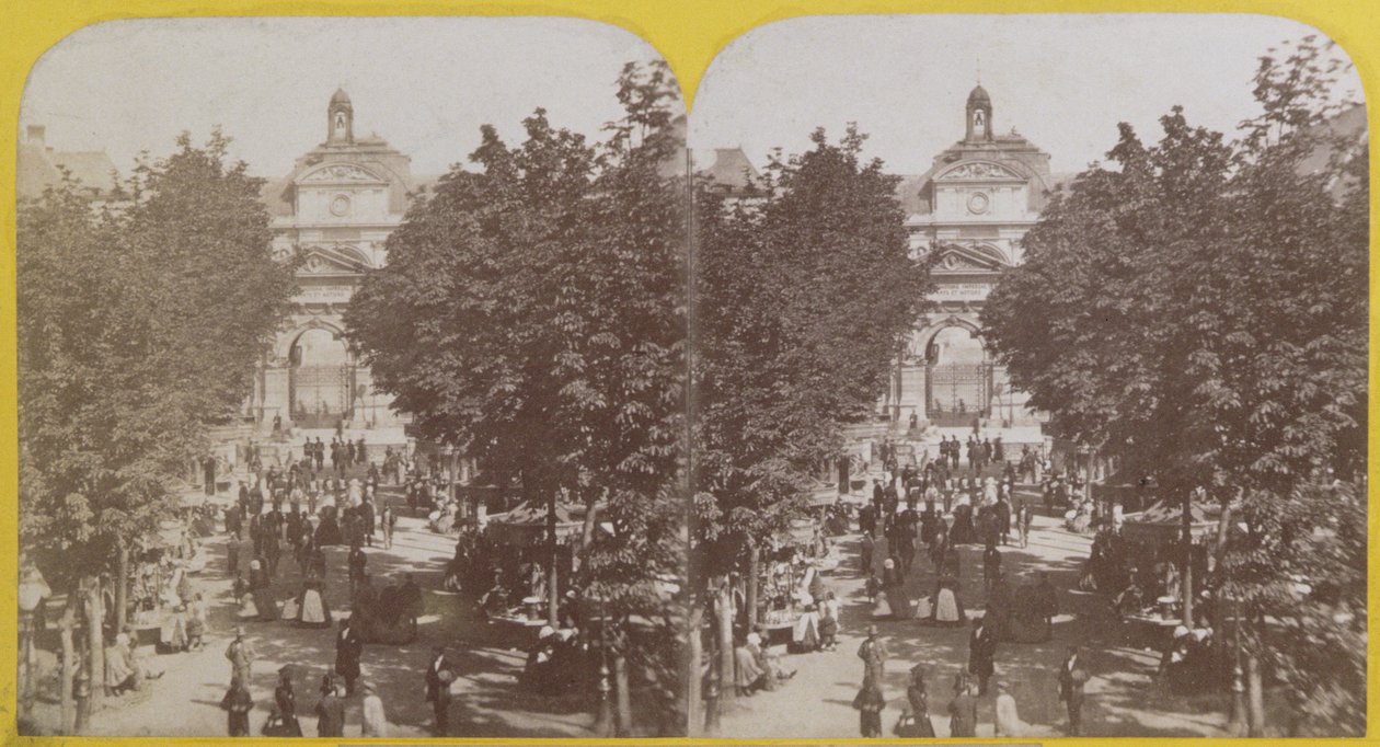 Paris, Arts et Metiers Public Garden, stereoskopisk vy, c.1860 av French School