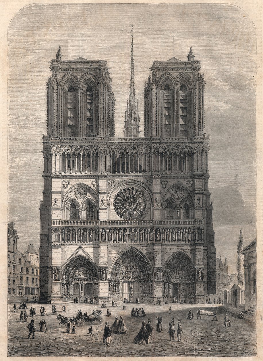 Paris: Notre Dame. Plan efter Eugene Viollet le Duc, som restaurerade katedralen i mitten av 1800-talet. av French School