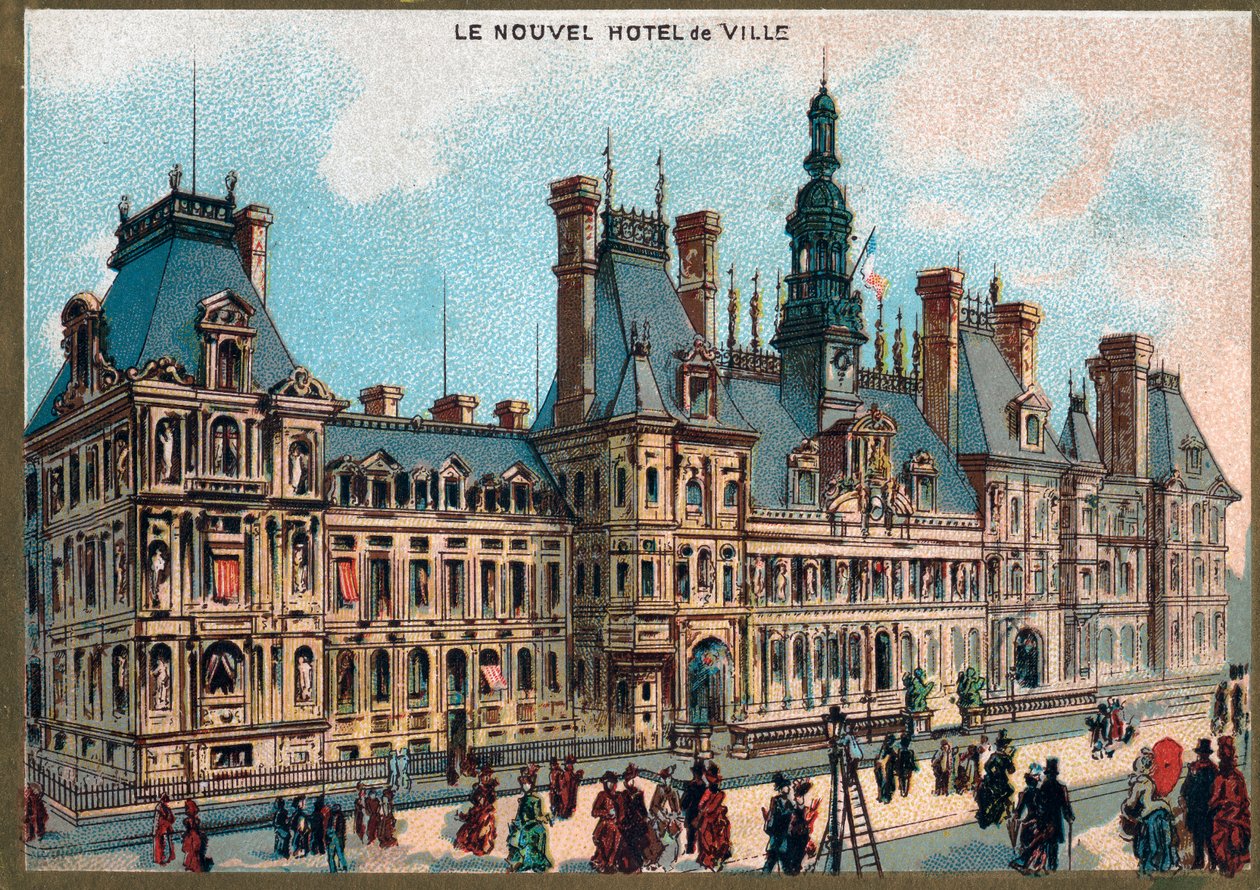 Paris. Universell utställning 1889: Stadshuset i Paris. av French School