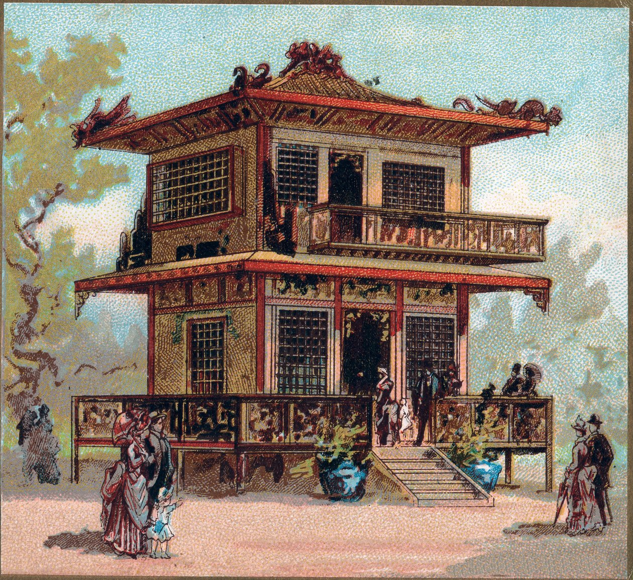Paris. Universell utställning 1889: Japanska paviljongen. av French School
