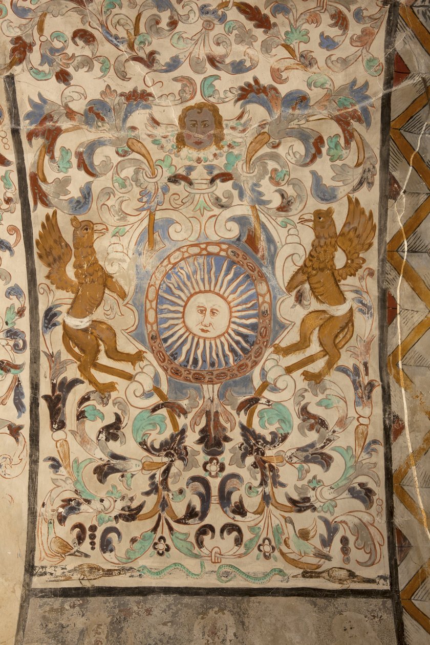 Sockenkyrka (Church of Our Lady of Solers). Interiör. Skepparna. Väggmålningar. Detalj. 1500-talet (?). av French School