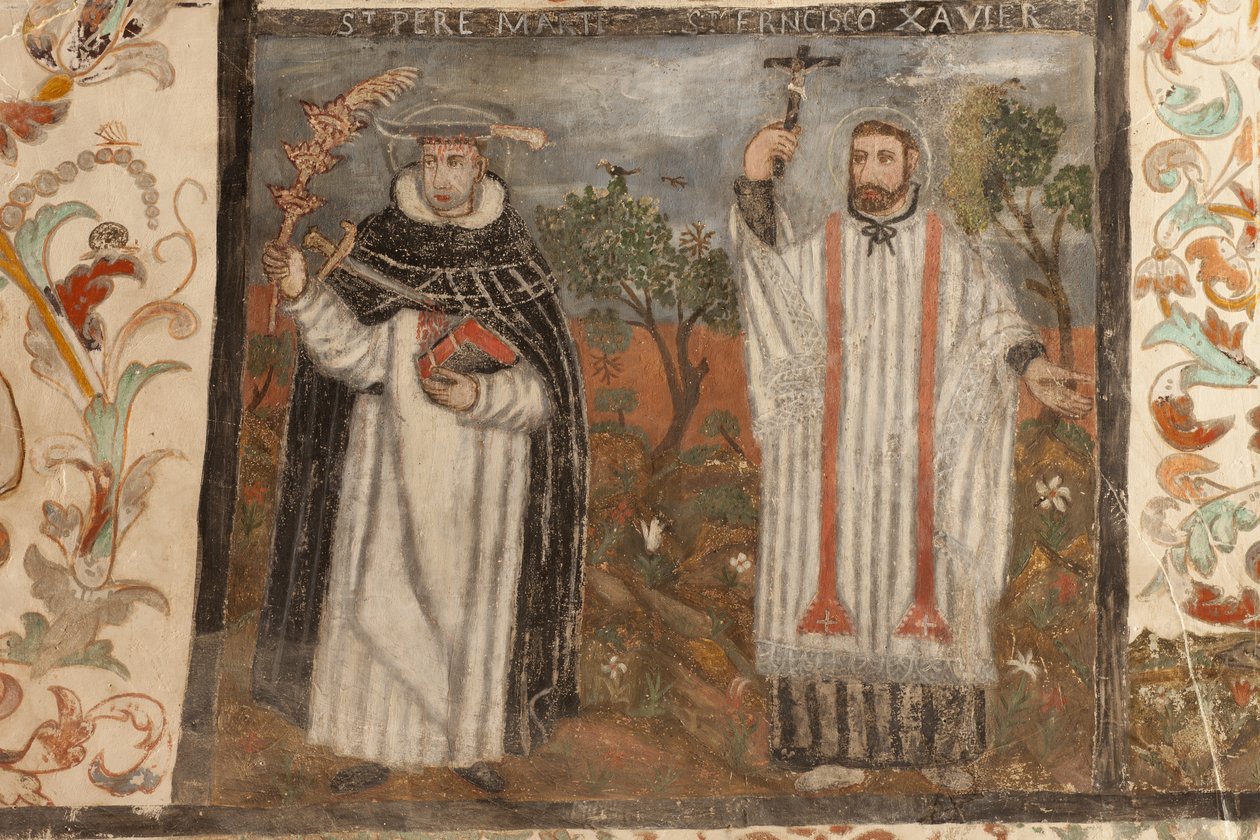 Sockenkyrka (Church of Our Lady of Solers). interiör Skeppen. Väggmålningar. Detalj. 1500-talet (?). av French School