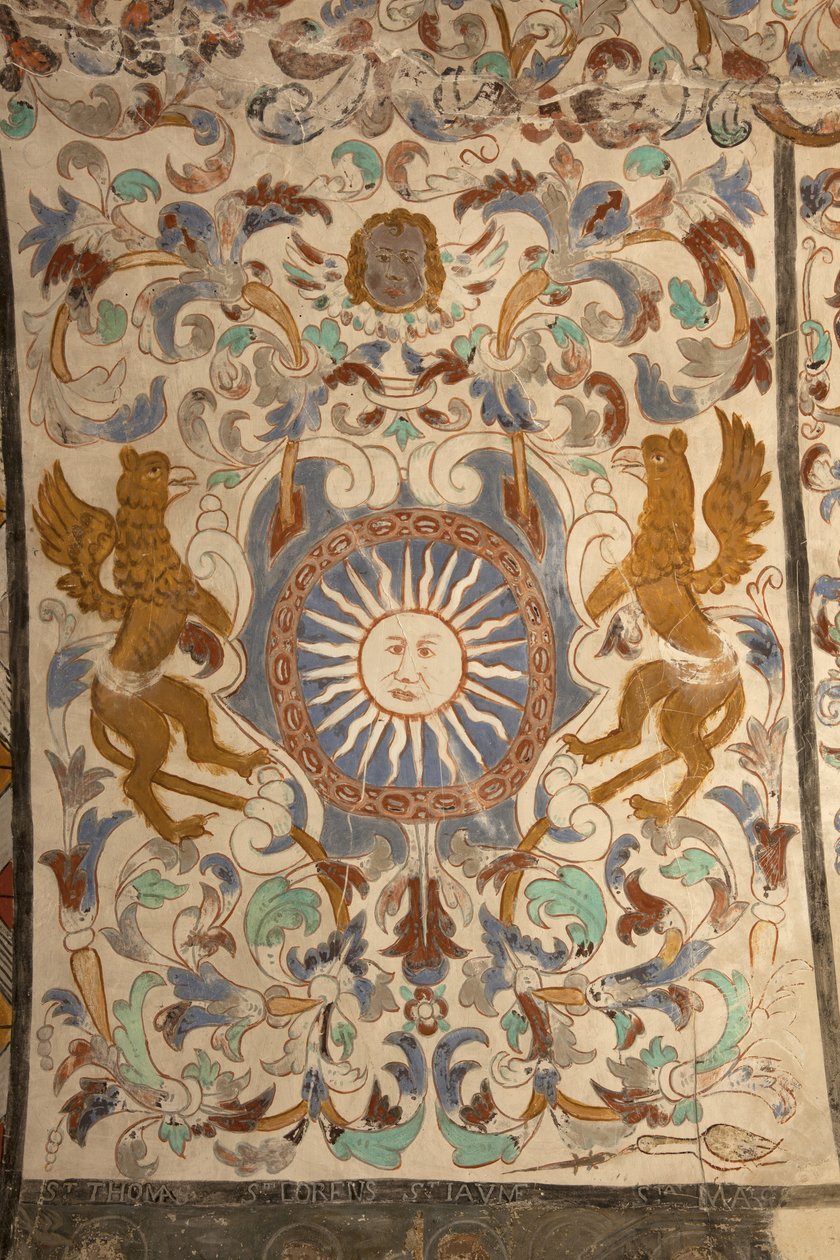 Församlingskyrka (Església de la Mare de Déu de Solers). Interiör. Mittskeppen. Muralmålningar. Detalj. 1500-talet (). av French School