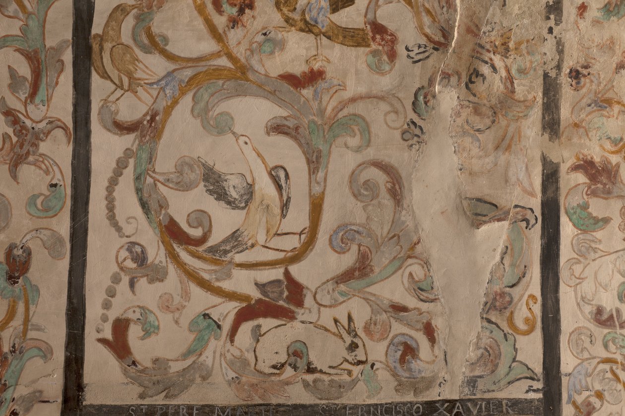 Sockenkyrka (Church of Our Lady of Solers). Interiör. Skepparna. Väggmålningar. Detalj. 1500-talet (?). av French School