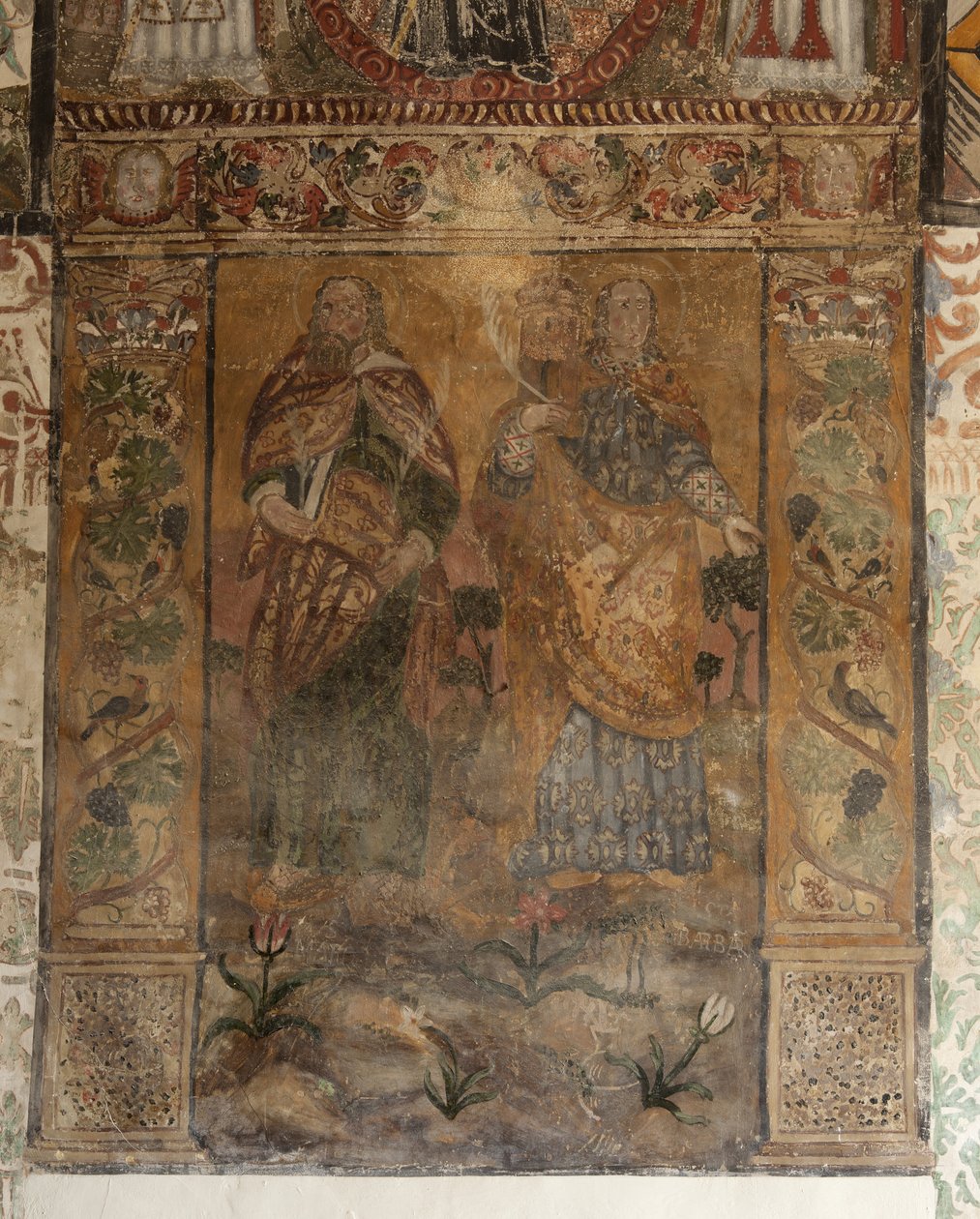 Sockenkyrka (Church of Our Lady of Solers). Interiör. Skepparna. Väggmålningar. Detalj. 1500-talet (?). av French School