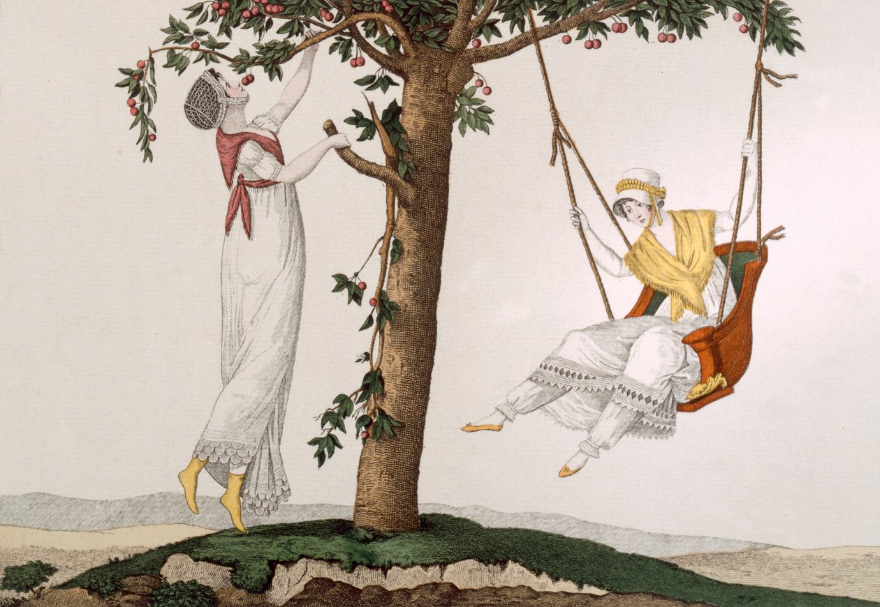 Parisian Ladies at Montmorency, skylt 41 från Le Bon Genre, c.1810 av French School