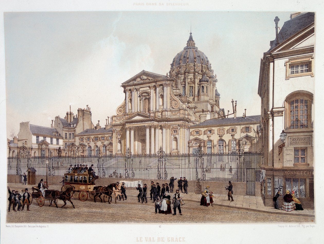 Förbi kyrkan Val de Grace i Paris - litografi av French School