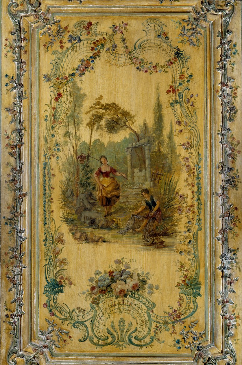 Pastoral scen, panel av lägenheten till Dauphine Marie Josephe av Sachsen (1731-1767) av French School