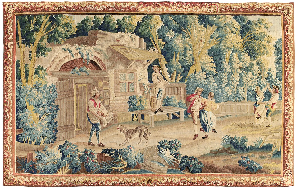 Pastoral gobeläng, Aubusson, mitten av 1700-talet av French School