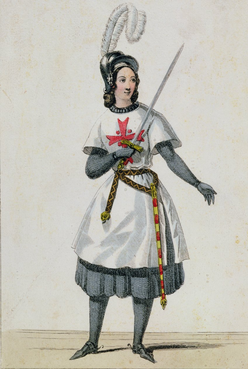 Pauline Garcia-Viardot (1821-1910) i rollen som Tancredi i opera av Gioacchino Rossini (1792-1868) på Teater Italien, Paris av French School