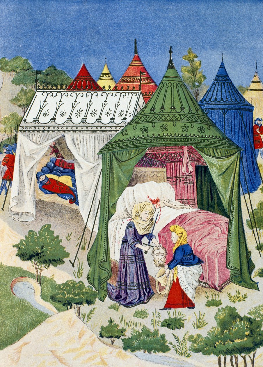 Paviljonger och tält från 1400-talet, detalj från Judiths historia av French School