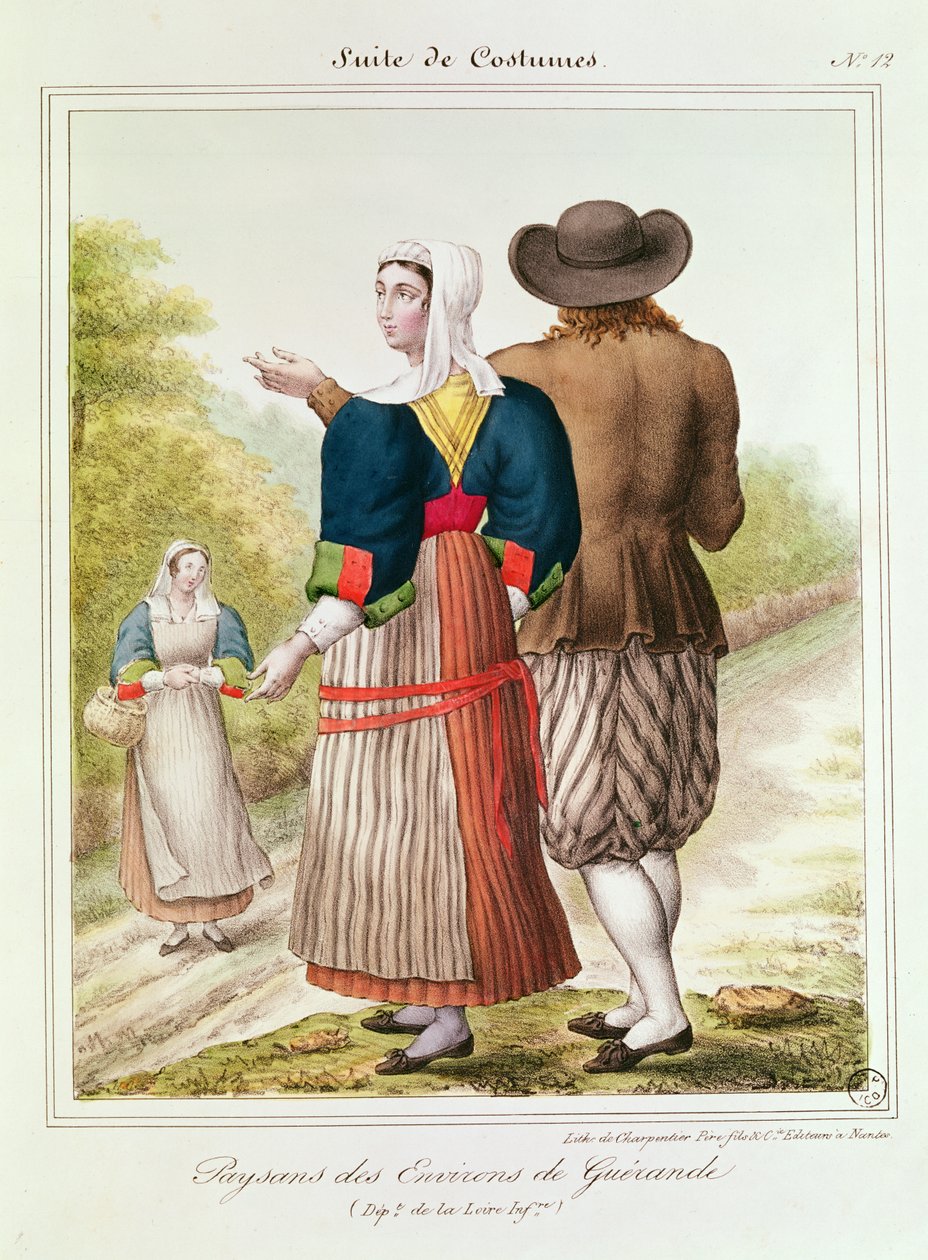 Bönder från Guerande, från Les Costumes Bretons de Charpentier av French School
