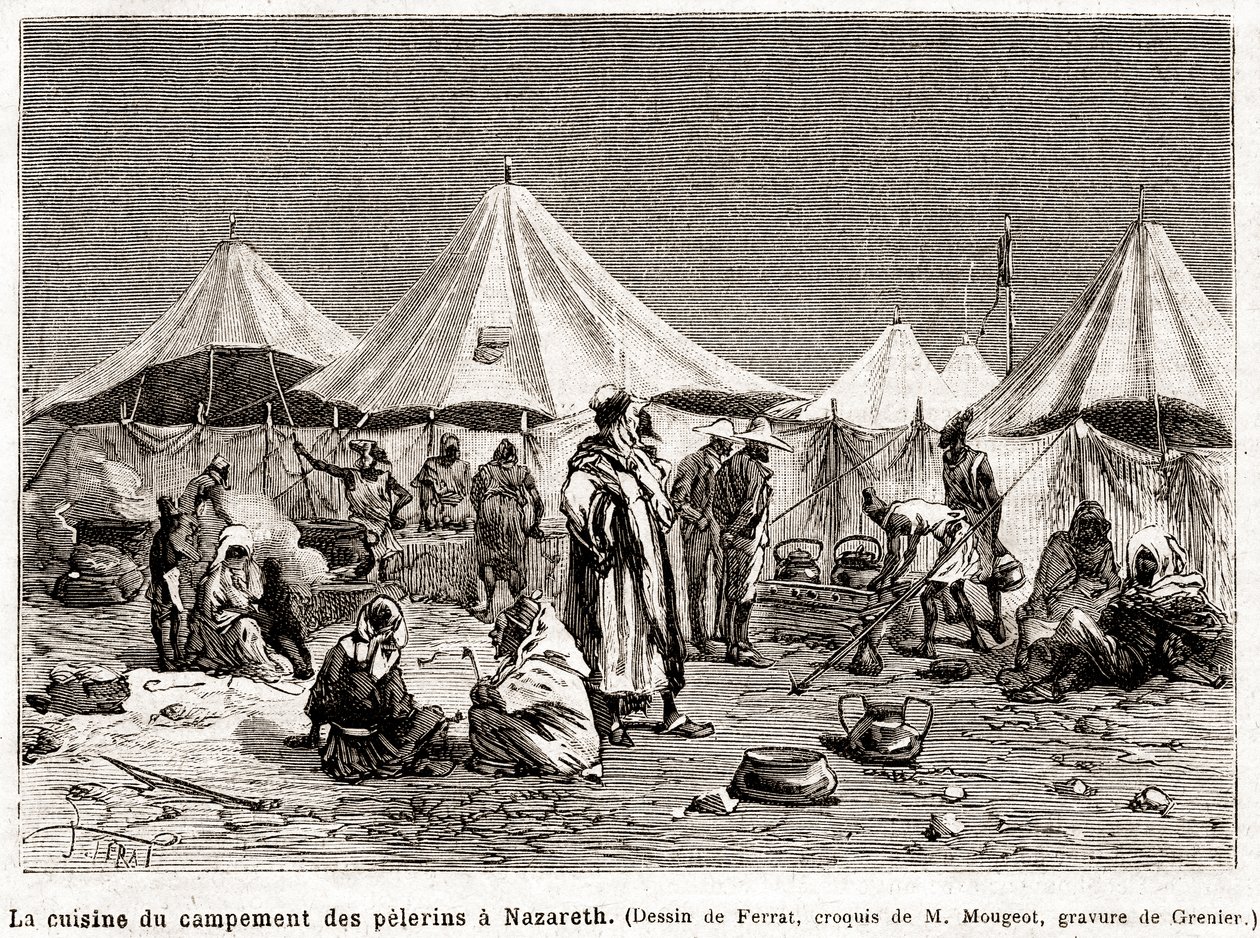 Penitence pilgrimsfärd till de heliga platserna från 25 april till 8 juni 1882 (gravyr) av French School