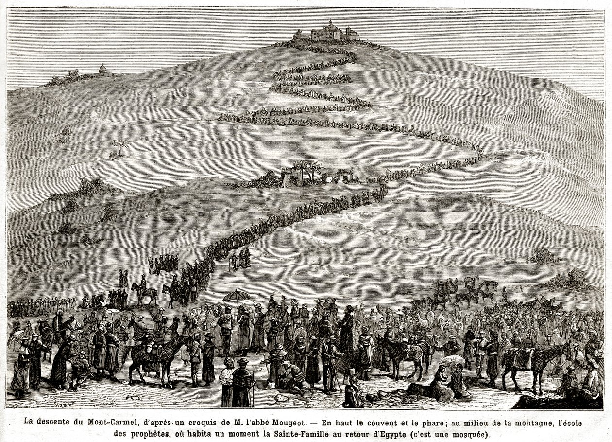 Penitence pilgrimsfärd till de heliga platserna från 25 april till 8 juni 1882 (gravyr) av French School