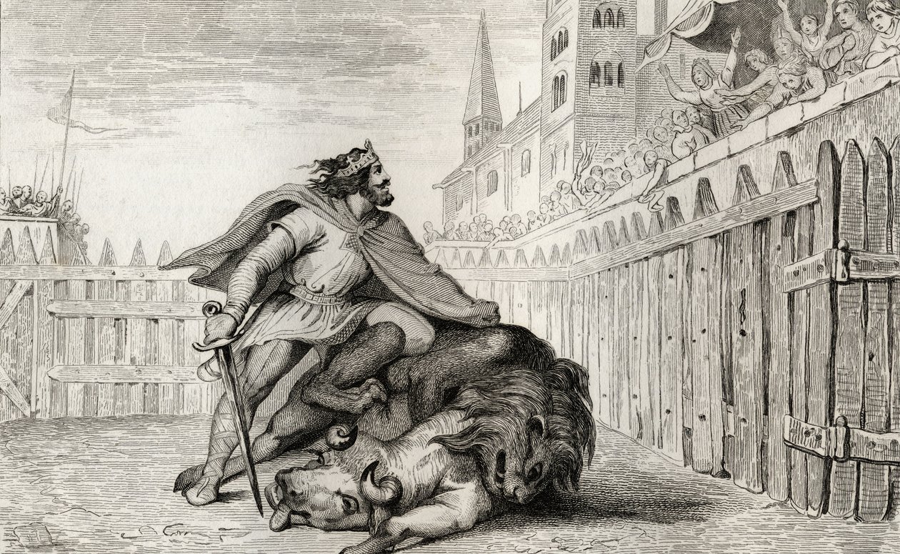 Pepin III (714-68) den korta med lejonet och tjuren, från 