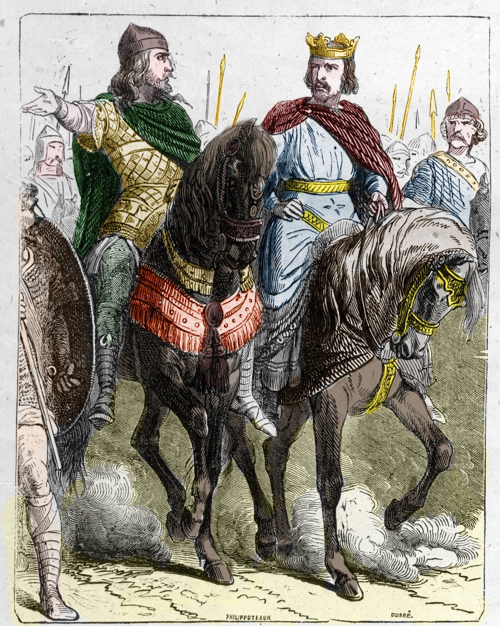 Pepin II de Herstal, känd som Pepin le Gros eller Pepin le Jeune (645 -714) med Clovis III, frankernas kung från 691 till 695. av French School