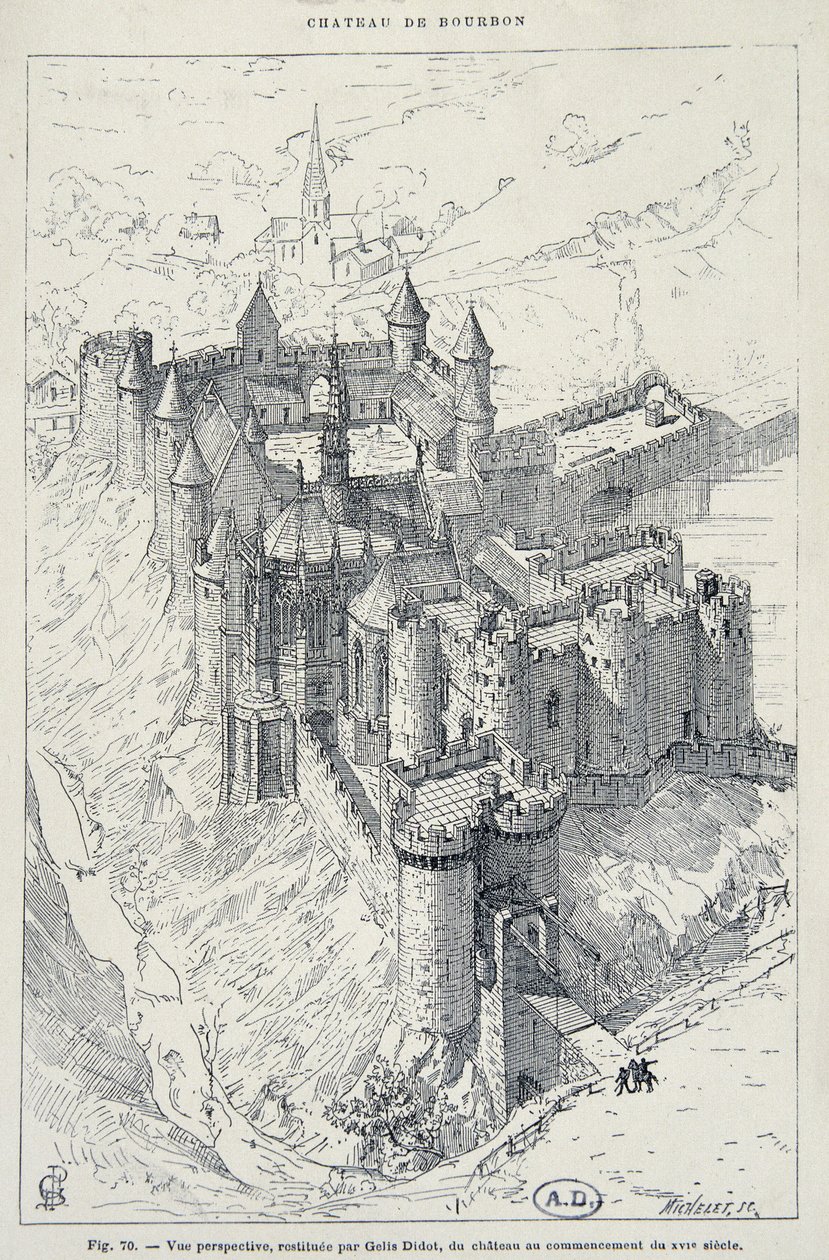 Perspektivvy restaurerad av Gelis Didot, av Chateau de Bourbon - L
