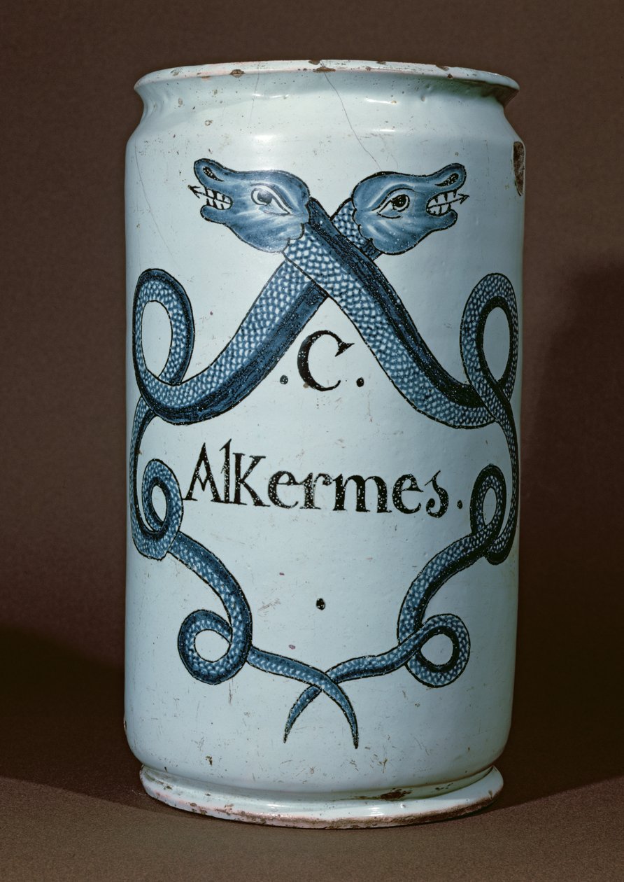 Farmaceutisk burk för alkerner, från Rouen, ca 1770 (keramik) av French School