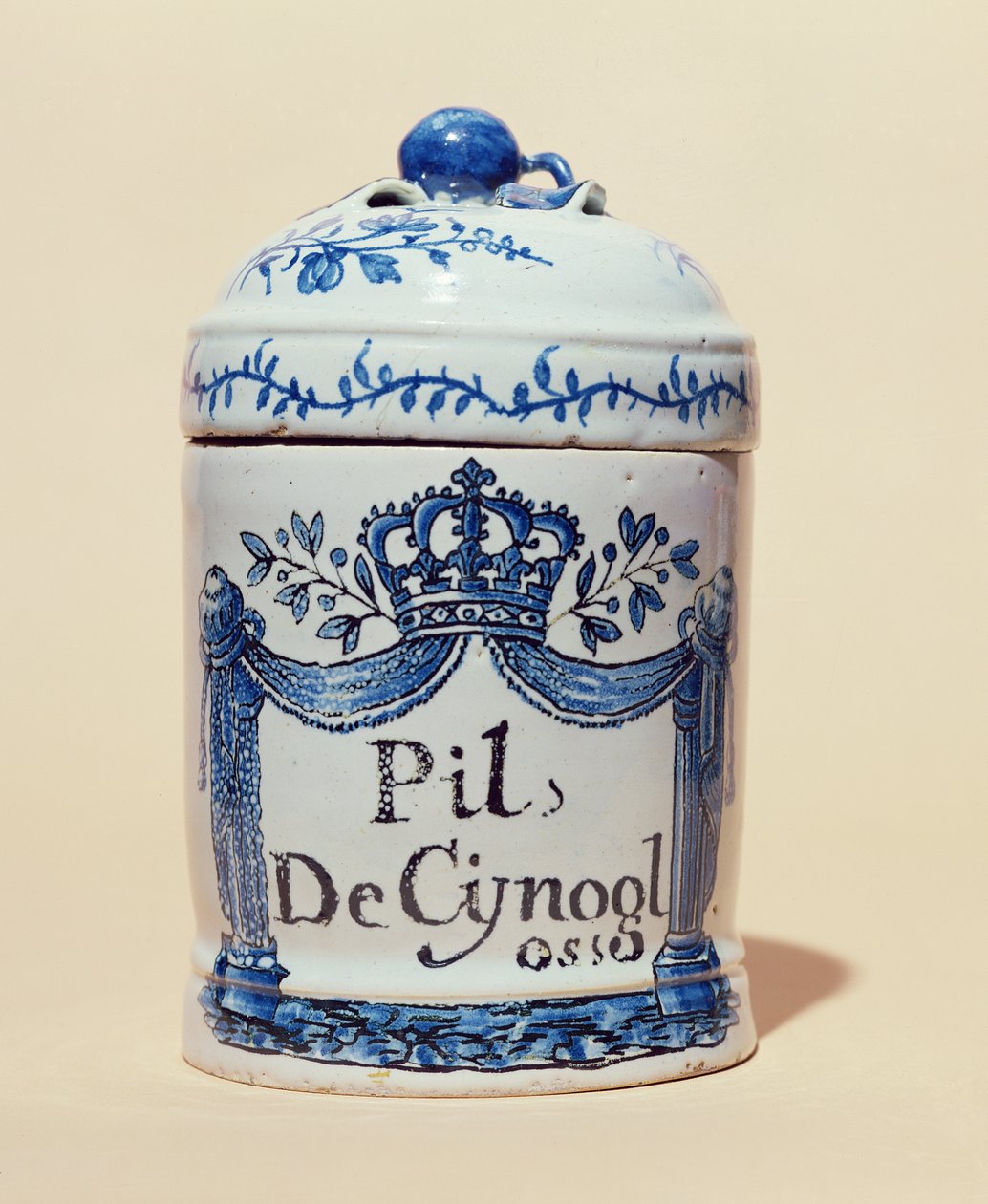 Läkemedelsburk för cynoglossum-tabletter, c.1700 (keramik) av French School