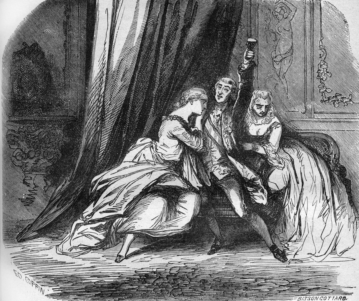 Filip II hertig av Orleans (Regenten) (1674-1723) och hans två döttrar Marie Louise Elisabeth d