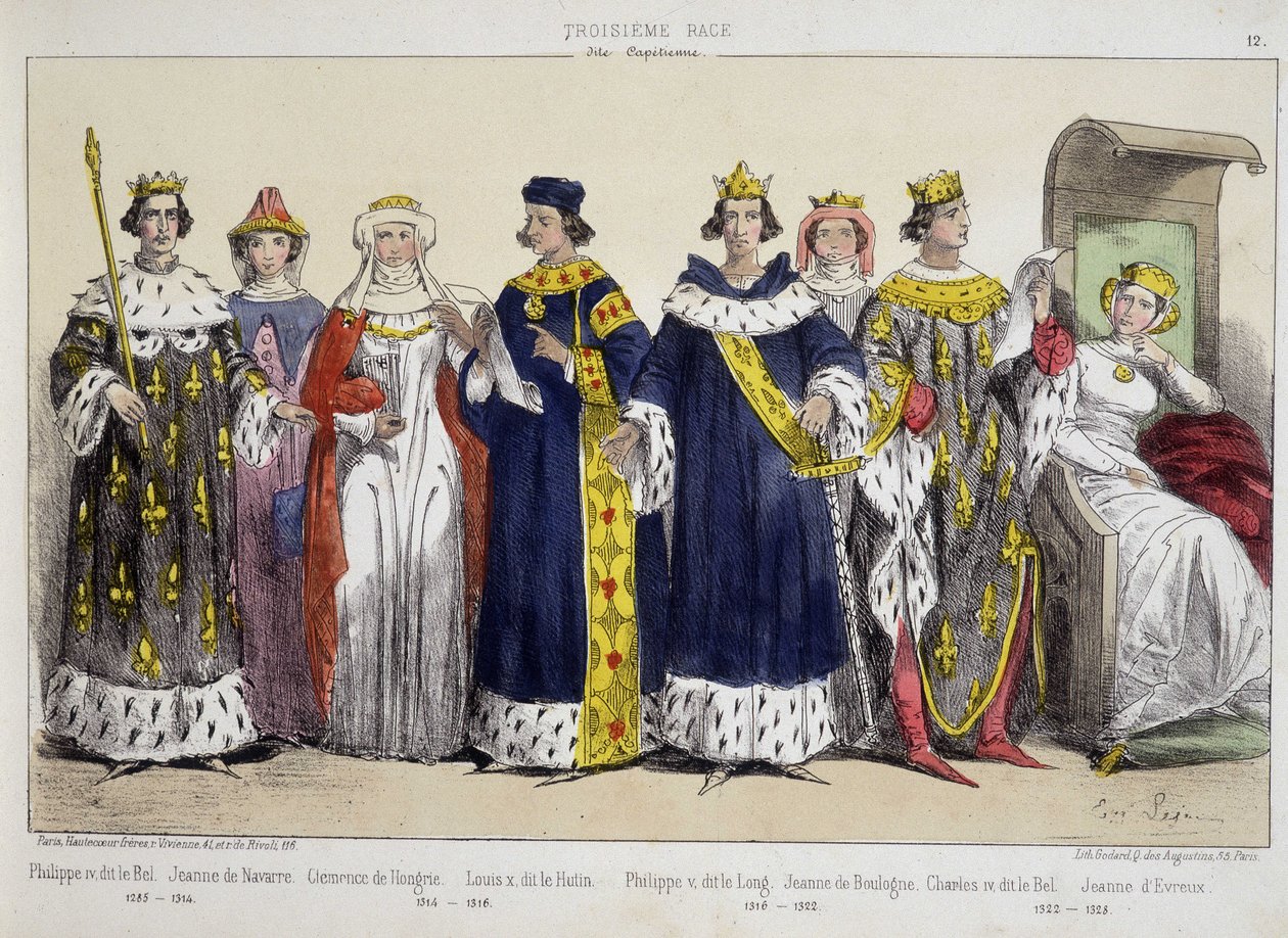 Filip IV the Bel, Jeanne de Navarre, Clemence of Hungary, Louis X Le Hutin, Philippe V the Long, Jeanne de Boulogne, Charles IV the Bel, Jeanne d