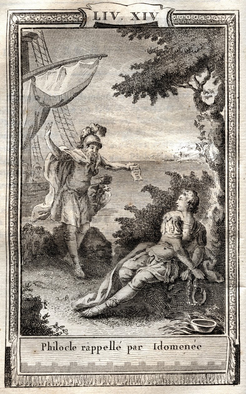 Philocle minns av Idomenee - gravyr från 1798 efter Monnet i "Les Aventures de Telemaque, fils d