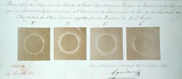 Fotografier af en solformørkelse taget ved Observatoriet i Madridswed av French School