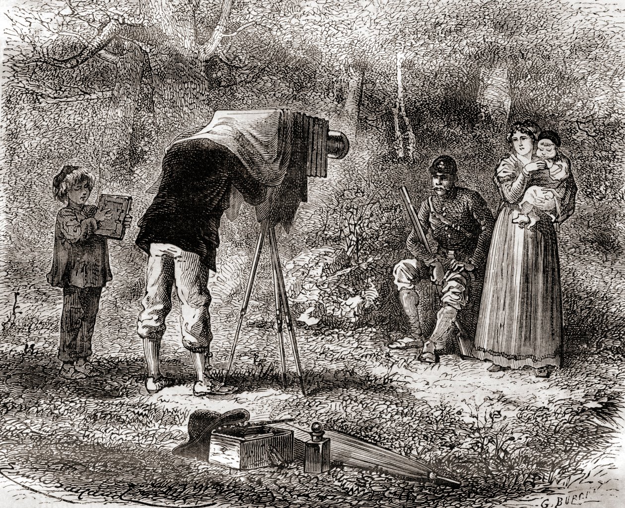 Fotografi på 1800-talet, från Les Merveilles de la Science, publicerad ca 1870 (gravyr) av French School