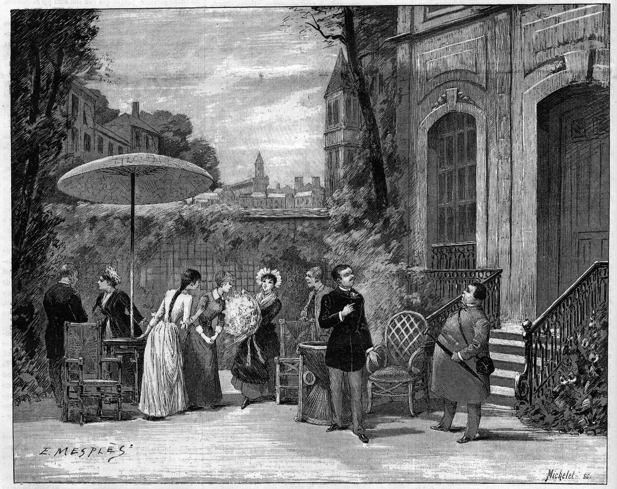 Teaterstycke: komiker från Comedie Francaise i "" Un parisien"" av Edmond Gondinet (1828-1888) av French School